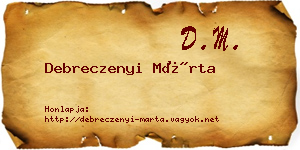 Debreczenyi Márta névjegykártya